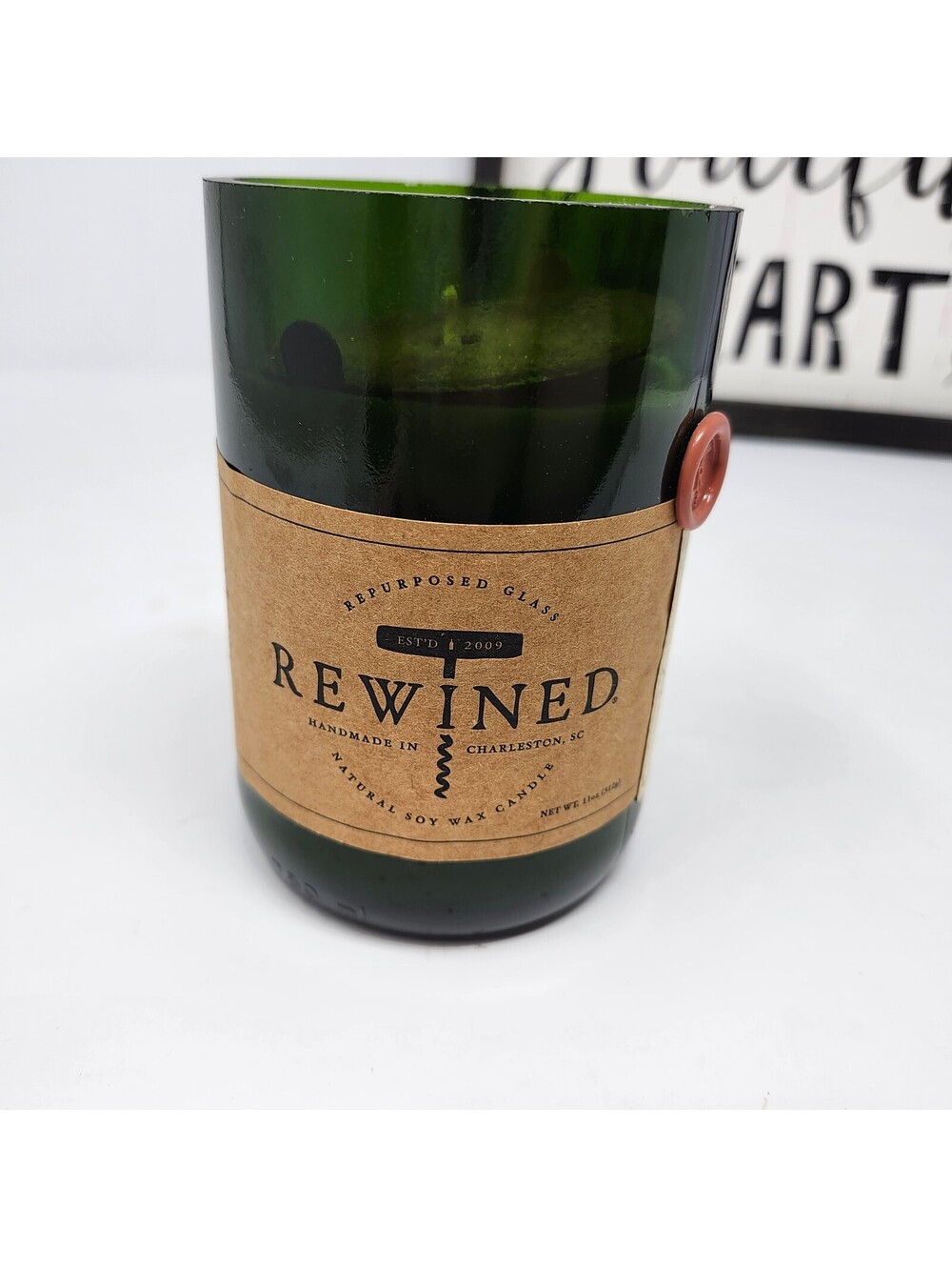 NEW Rewined Merlot Candle 11 oz Repurposed Wine Bottle Soy Wax Charleston SC